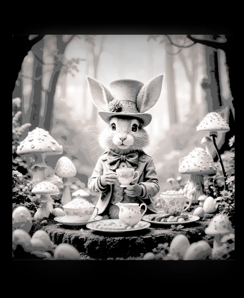 The proper rabbit wishes you to join him for a cup of Tea - Wall Art 3d model
