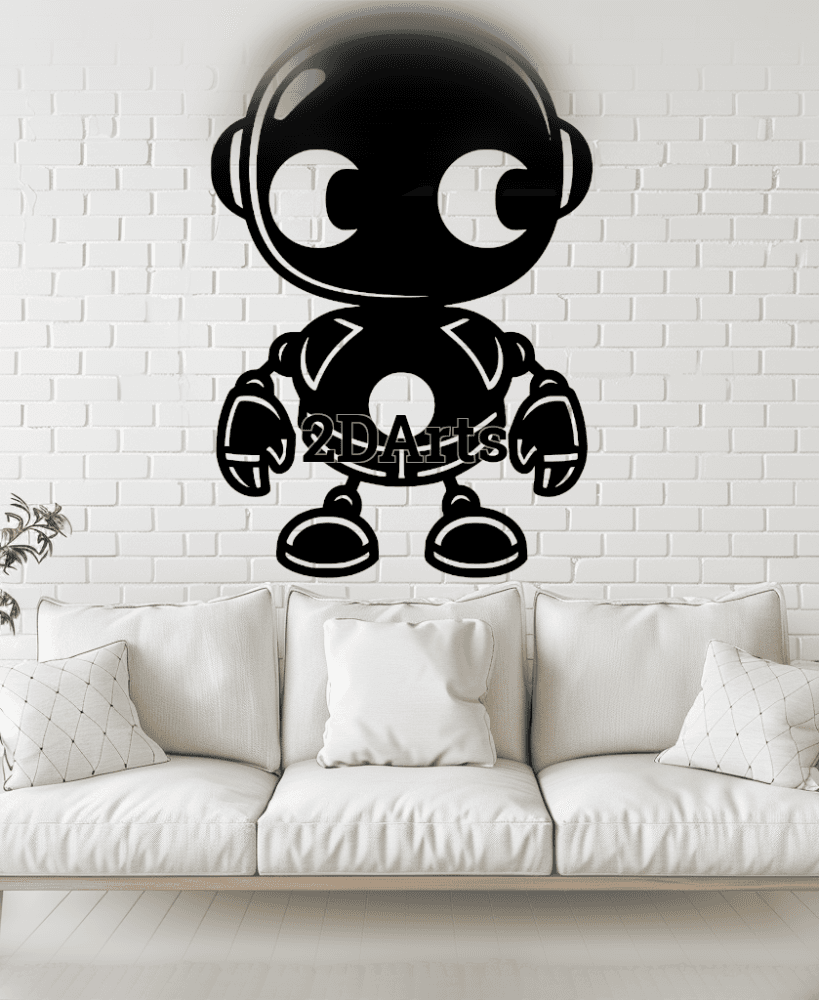 Cute Robot 2D Wall Art/Window Art - Digital STL & SVG File for 3D Printing or Laser Cutting 3d model