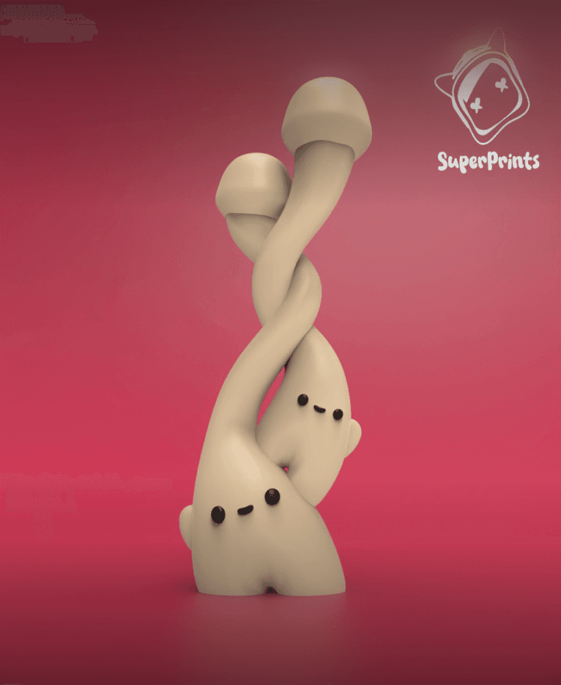 Enoki Twins - Mushroom Art toy 3d model