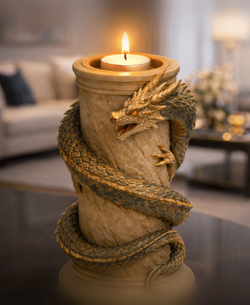 Coiled Dragon Tealight Holder STL – Fantasy Candle Holder Decor 3d model