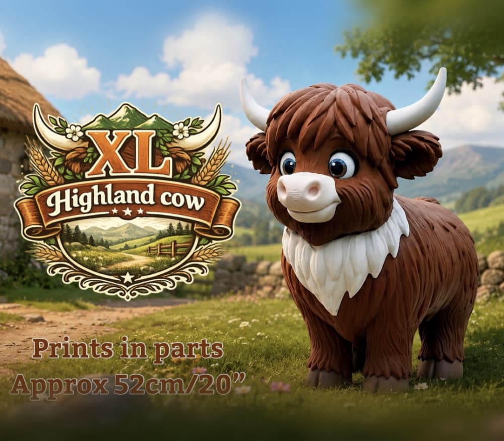 XL Highland Cow (standing) for larger build plates above 300x300x300 3d model