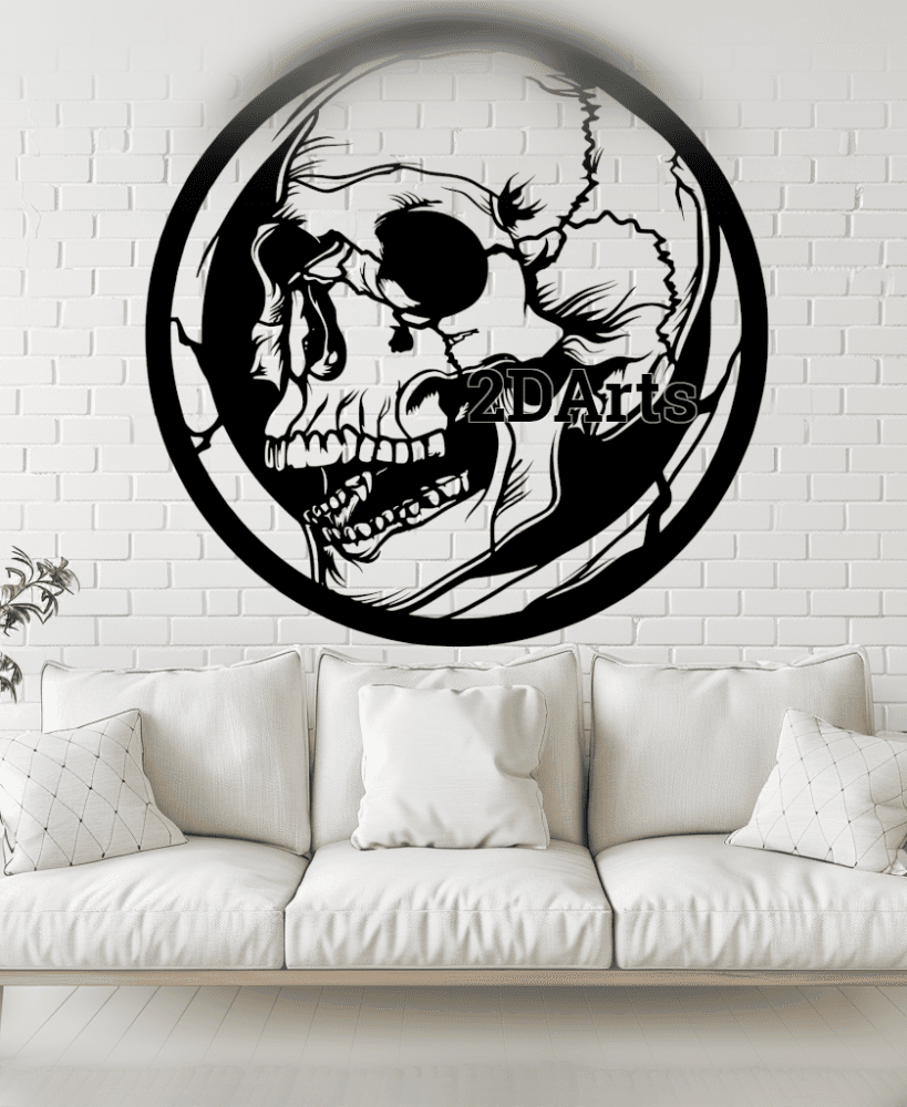 Skull 2D Wall Art/Window Art - Digital STL & SVG File for 3D Printing or Laser Cutting 3d model