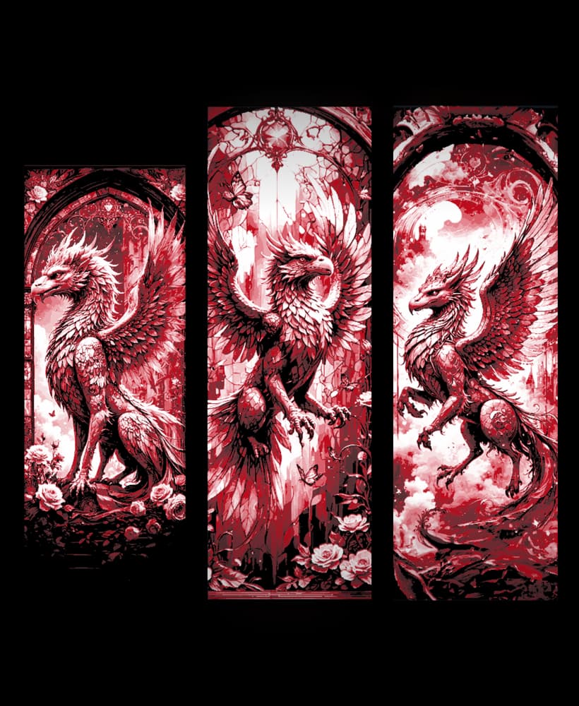 High Fantasy Tapestry Art of a Royal Griffin - Set of Bookmarks 3d model
