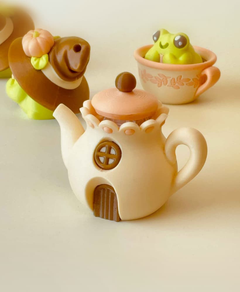 Teapot Cottage Clicker Keychain Fidget Toy 3d model