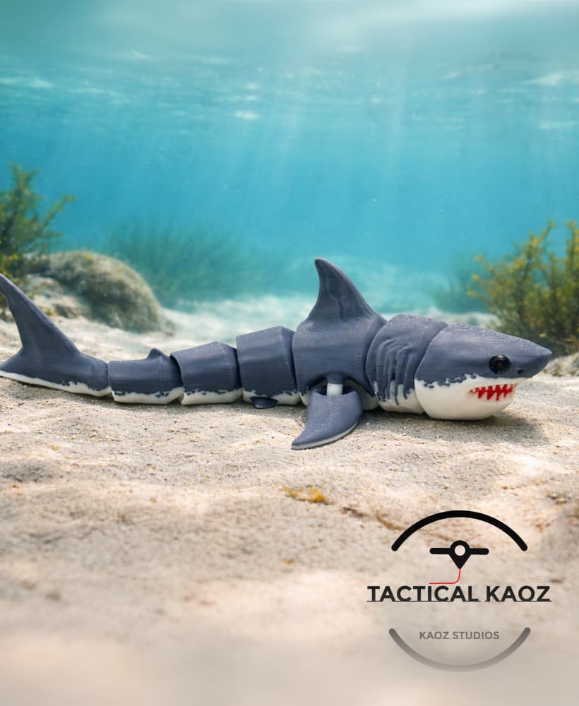 Articulated Great White Shark | Pre-Painted + Optional 6mm Glass Eye Version 3d model