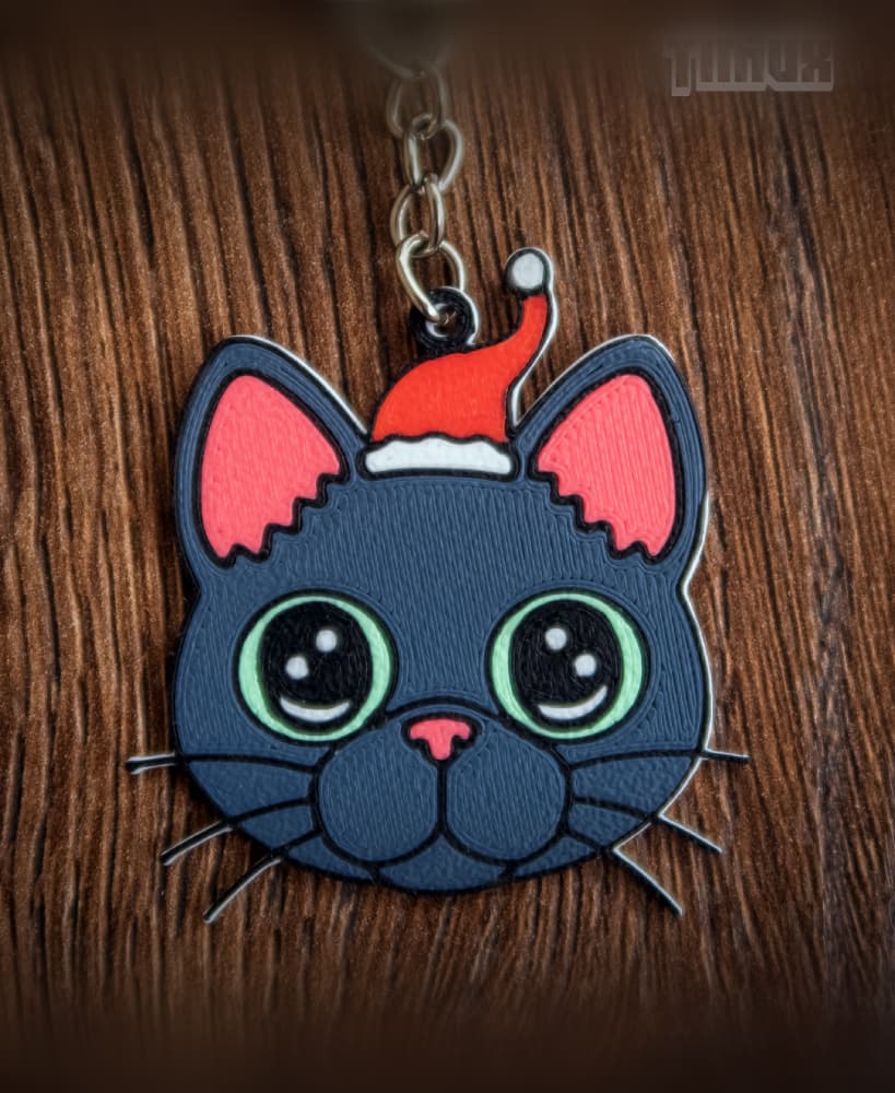CAT KEYCHAIN - CHRISTMAS ORNAMENT 3d model