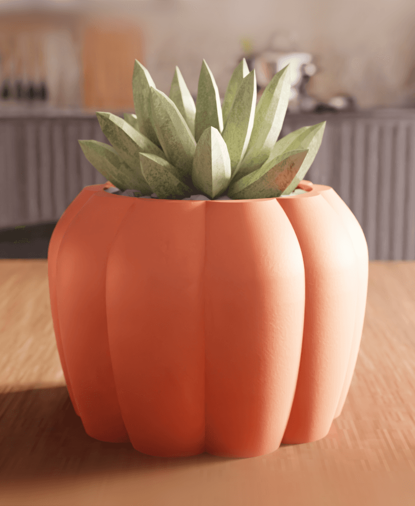 Ribbed Pumpkin Planter Vase 3d model