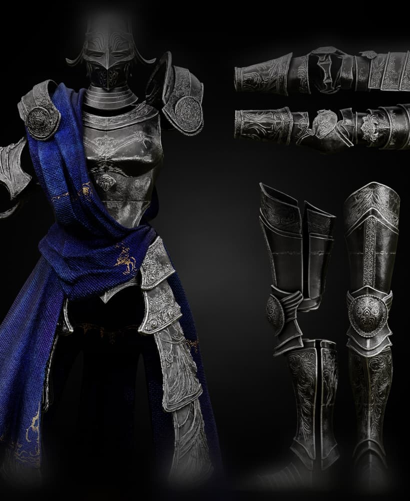 ULTIMATE RELLANA ARMOR AND HELMET SET - TWIN MOON KNIGHT life size cosplay - Elden Ring Shadow of th 3d model