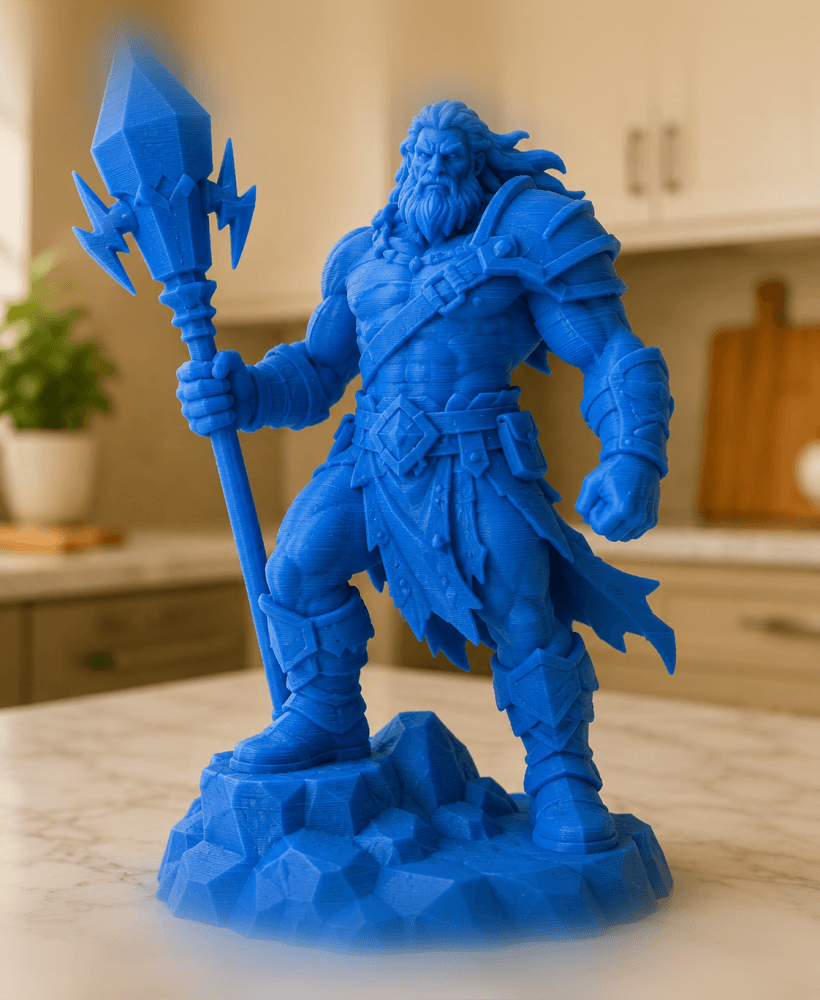 Blue Crystal Spear Warrior STL 3d model