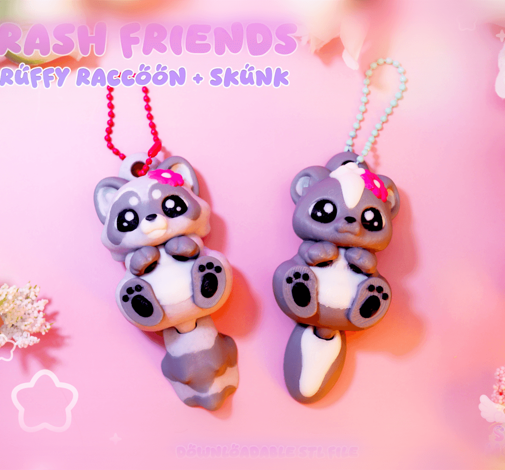 Trash Friends (Raccon + Skunk) + BONUS STICKER 3d model