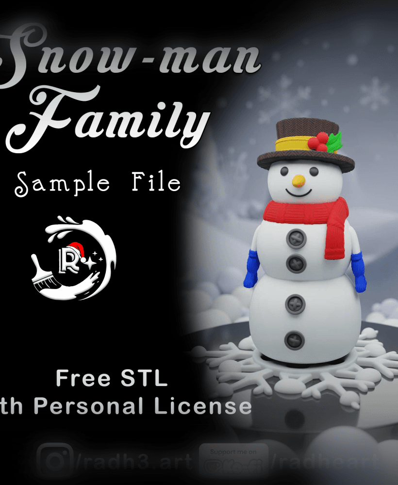 Free Snowman STL File 3d model