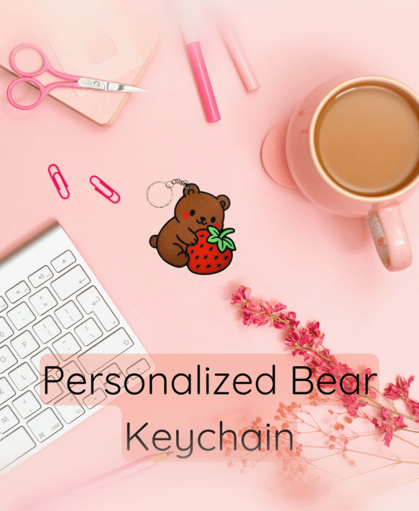 Free Bear & Strawberry Keychain STL | 3D Print File with NFC/Magnet Pocket + 4 Charms 3d model