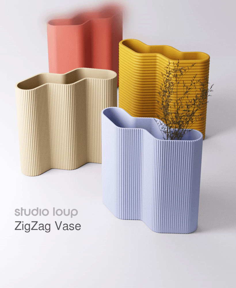 Zigzag Vase (4 Textures included) 3d model