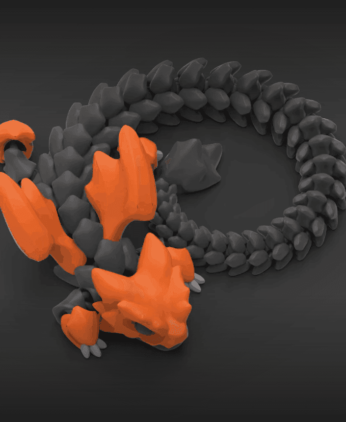 Articulated Dragon 034 - Print in place - No supports - 3mf - STL 3d model