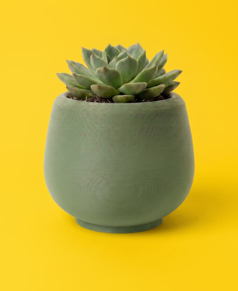 Minimalist Micro-Ribbed Plant Pot - Sleek Modern Bulbous Planter 3d model