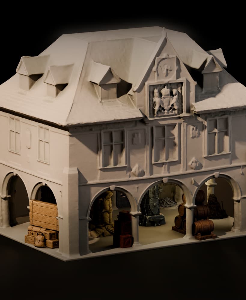 UNRIVALED 1671 Peterborough Guildhall: Restoration-Era Columned Market Centerpiece (HO/O Scale) 3d model