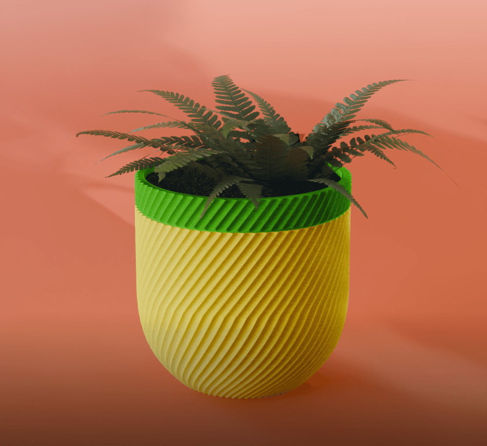 Kaze Planter Pot, Scalloped Reverse Diagonal | Small, Medium, Large | Self Watering and Drip Tray 3d model