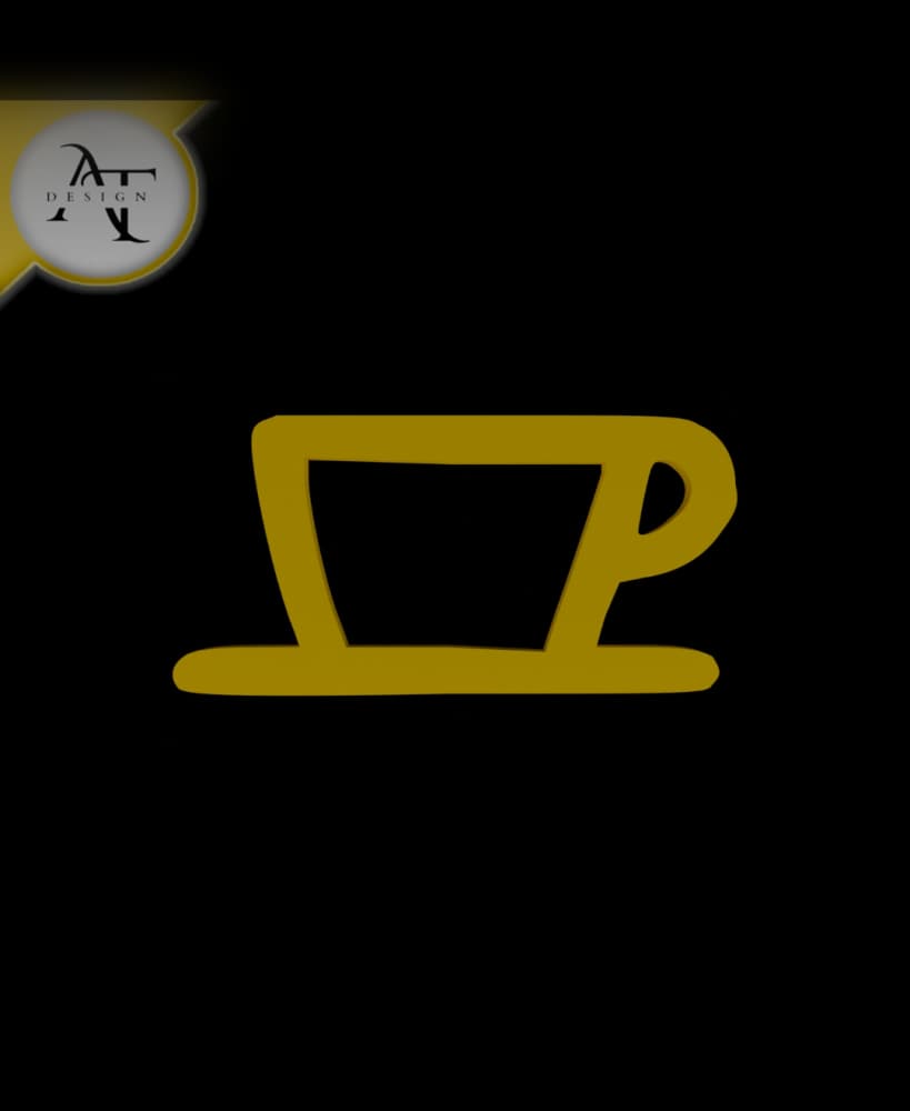 Simple Coffee Cup Symbol - 2D Art 3d model