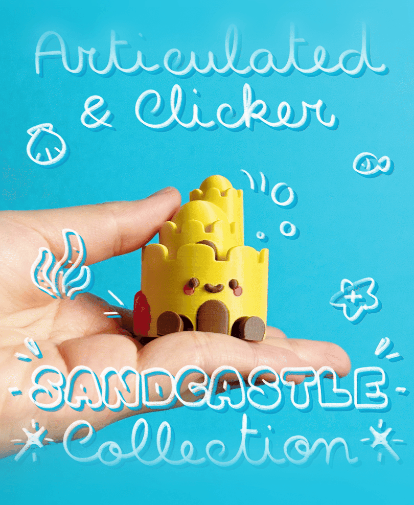 Cute Articulated & Clicker Sandcastle | Print-in-place | Support-free 3d model