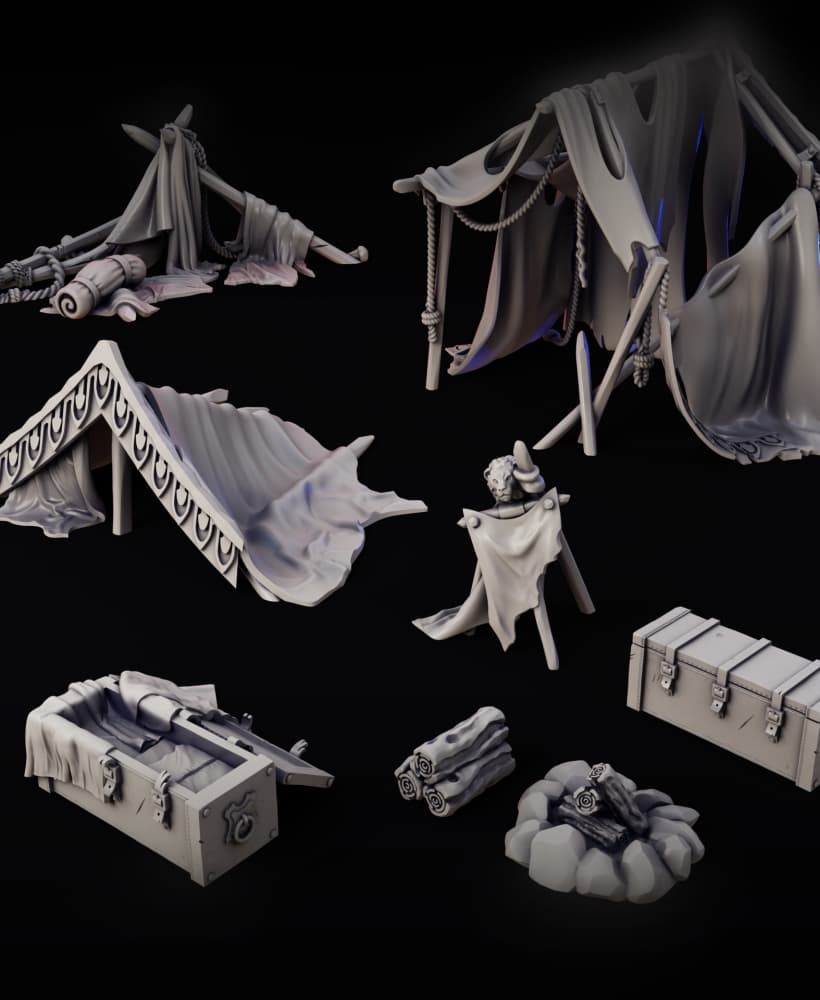 Ruined Camp | Tabletop RPG & Wargames Terrain 3d model