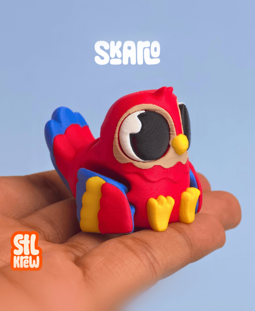 Cute articulated Scarlet Macaw - Skarlo 3d model