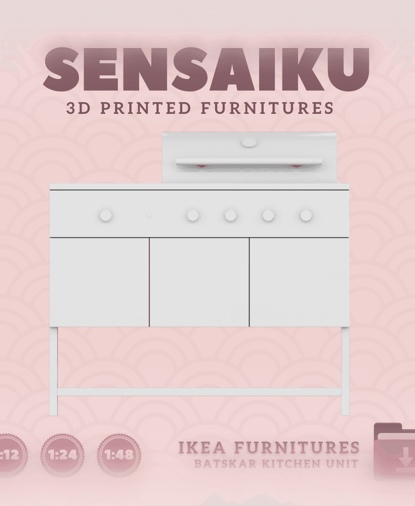 Miniature Replica 07. BATSKAR Gas Grill with Side Burner for Miniature Dollhouse IKEA 3D Print (1:12 3d model