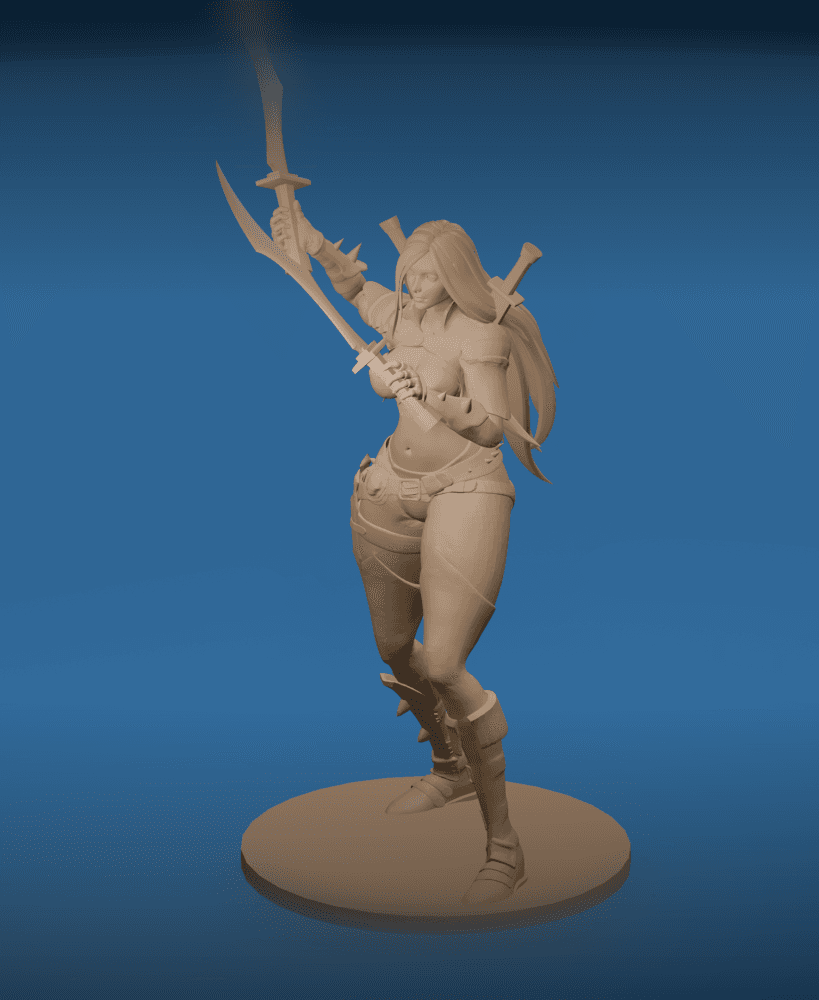 Dual-Blade Warrior Woman in Battle Stance Havok v2 3d model