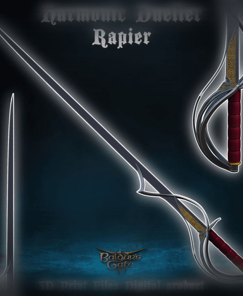 Fantasy Wyll Harmonic Dueller Rapier Baldrus Gate 3 3d model