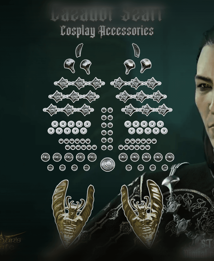 Cazador Szarr Accessories Fantasy Cosplay set Baldurs Gate 3 3d model