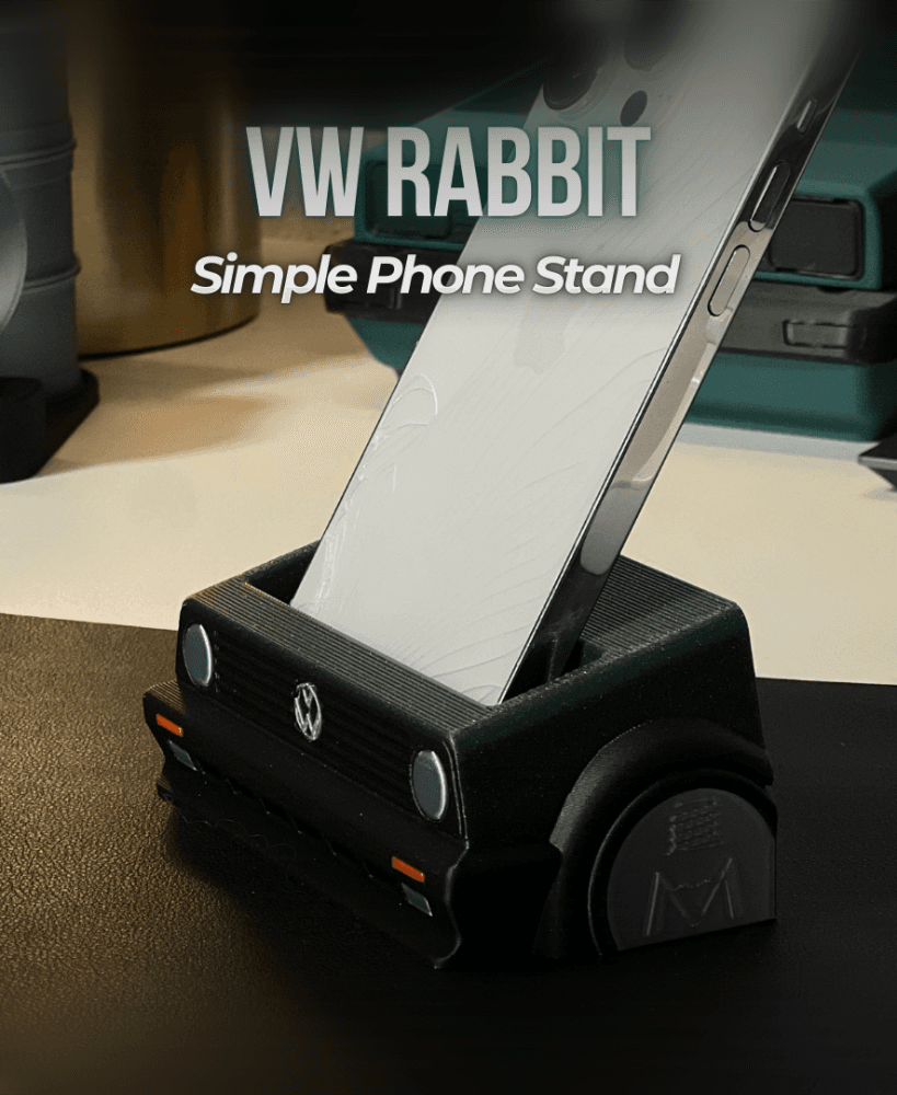 VW Rabbit Simple Phone Stand 3d model