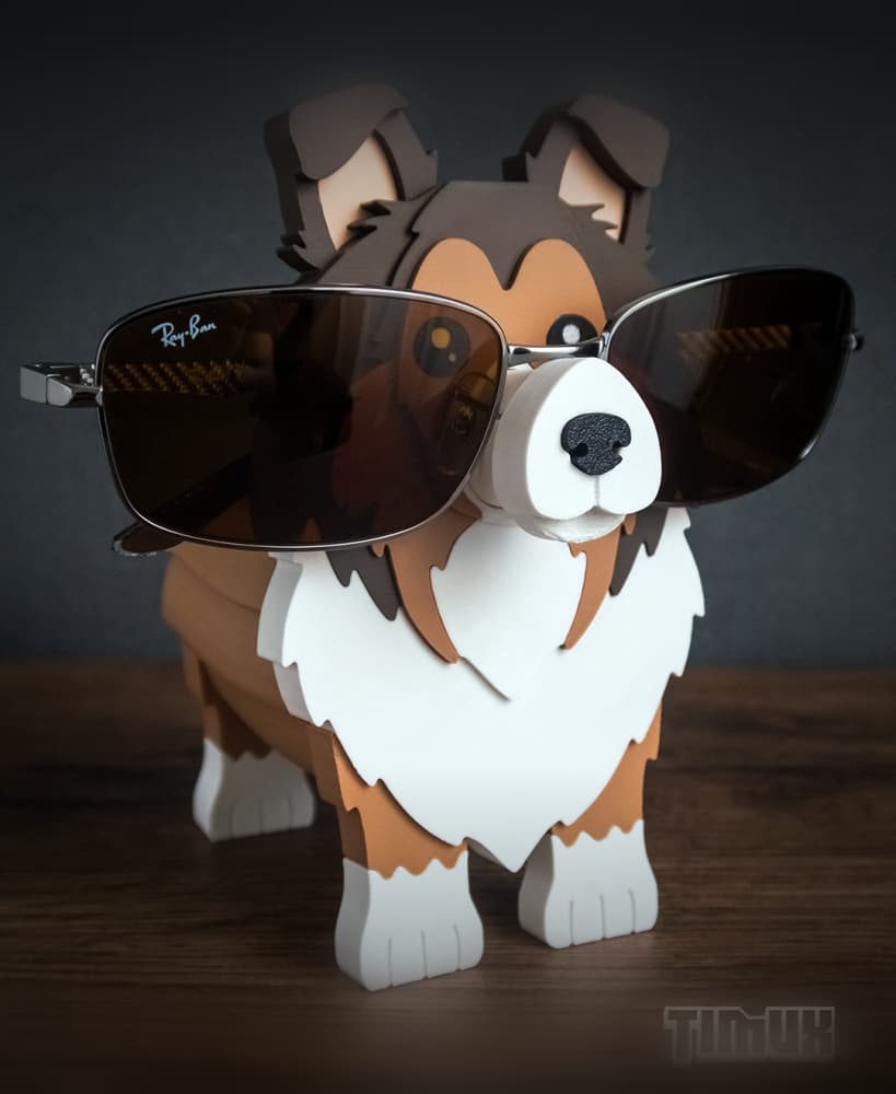 ROUGH COLLIE GLASSES HOLDER 3d model