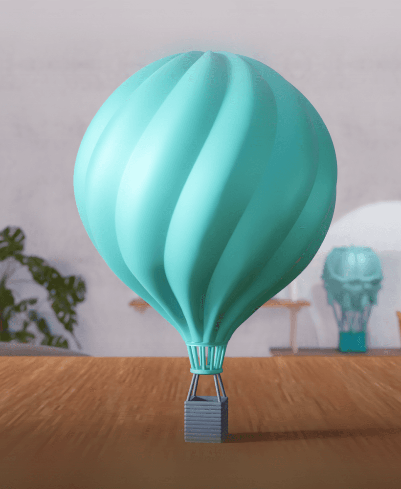 Spiral Hot Air Balloon Sculpture - Minimalist Sky Decor 3d model