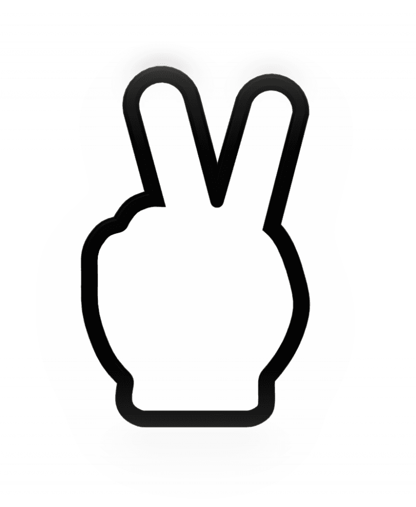 Peace Hand Sign Cookie Cutter STL File - 4 inches 3d model