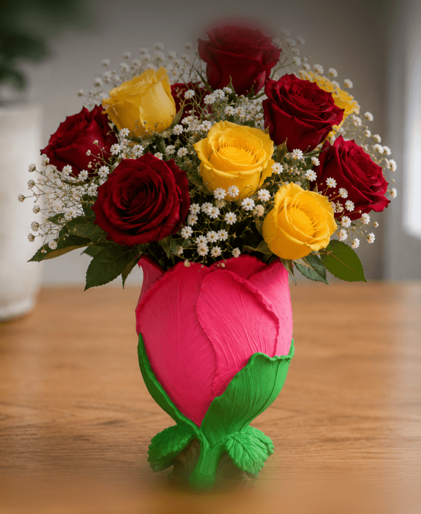 rose bud flower vase 3d model