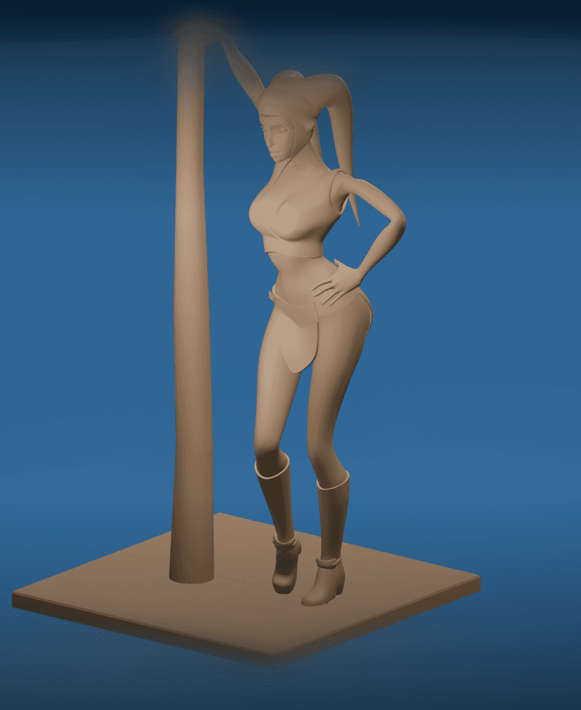 Beautiful Female Alien Leaning on a Pole v2 3d model