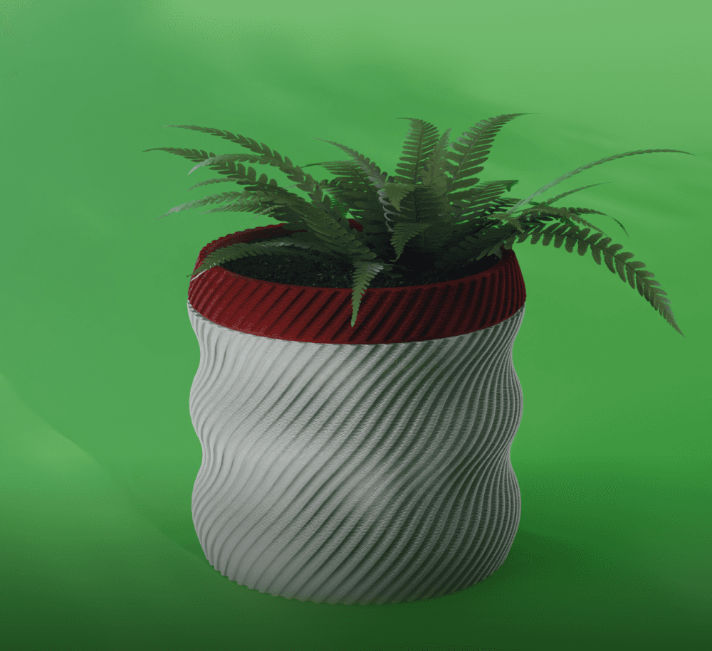 Hana Planter Pot, Striped Diagonal | Small, Medium, Large | Self Watering and Drip Tray 3d model