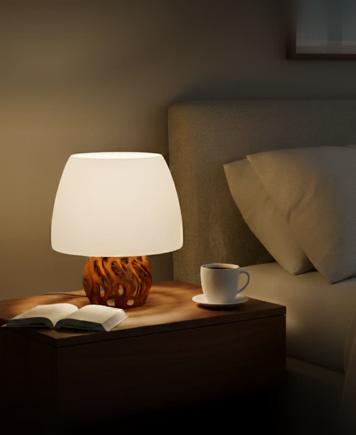 Root Lamp – 3D Printed Table Lamp with Organic Growth Base and Ribbed Diffuser 3d model