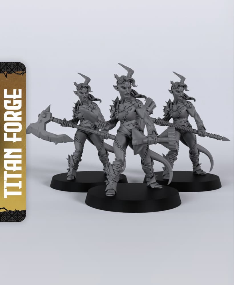 Tiefling Female Fighter - With Free Dragon - 5e DnD Inspired for RPG and Wargamers 3d model