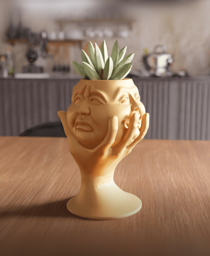 Multi-Face Emotion Planter Statue 3d model