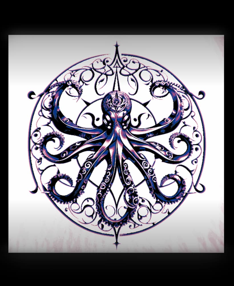 Tattoo art - Intricately designed Octopus with cosmic Control - Wall Art 3d model