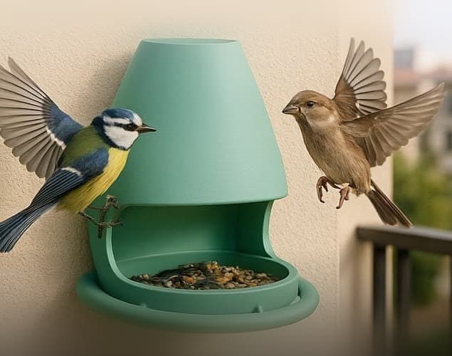 3D Printed Bird Feeder with Planter - 2-in-1 Garden Decor-one-piece design 3d model