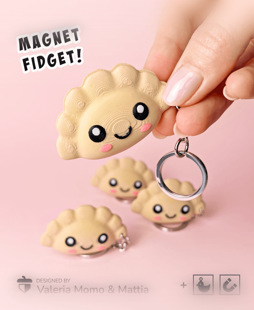 Cute Dumplings Pierogi Fidget Keychain Magnet (Polish Dumpling), Super Toy! 3d model