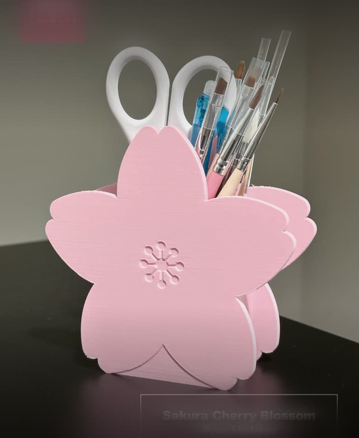 Sakura Cherry Blossoms Pen Holder 3d model