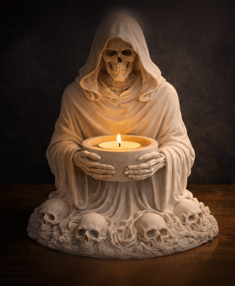 Skull Reaper Candle Holder STL – Dark Fantasy Tealight Decor 3d model