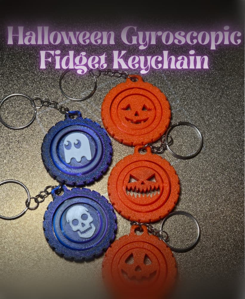 Halloween Gyroscopic Fidget Keychain – Print-in-Place (STL + 3MF) 3d model