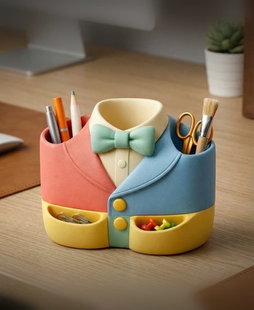 Tuxedo Suit Desk Organizer | 3D Printable Stationery Caddy 3d model