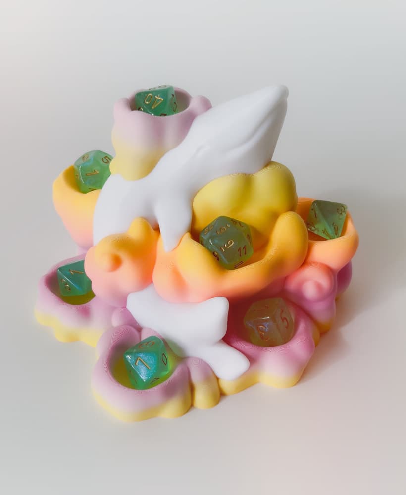 Sleepy Whale Dice Tower and Stand 3d model