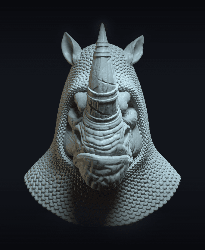 Rhinheart v9 Action Figure Head 3d model