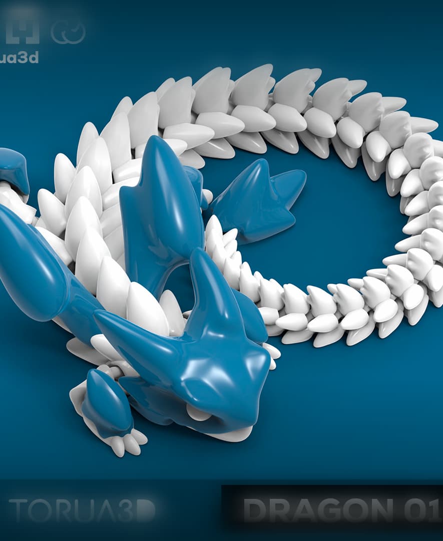 Articulated Dragon 012 - Print in place - No supports - STL 3d model