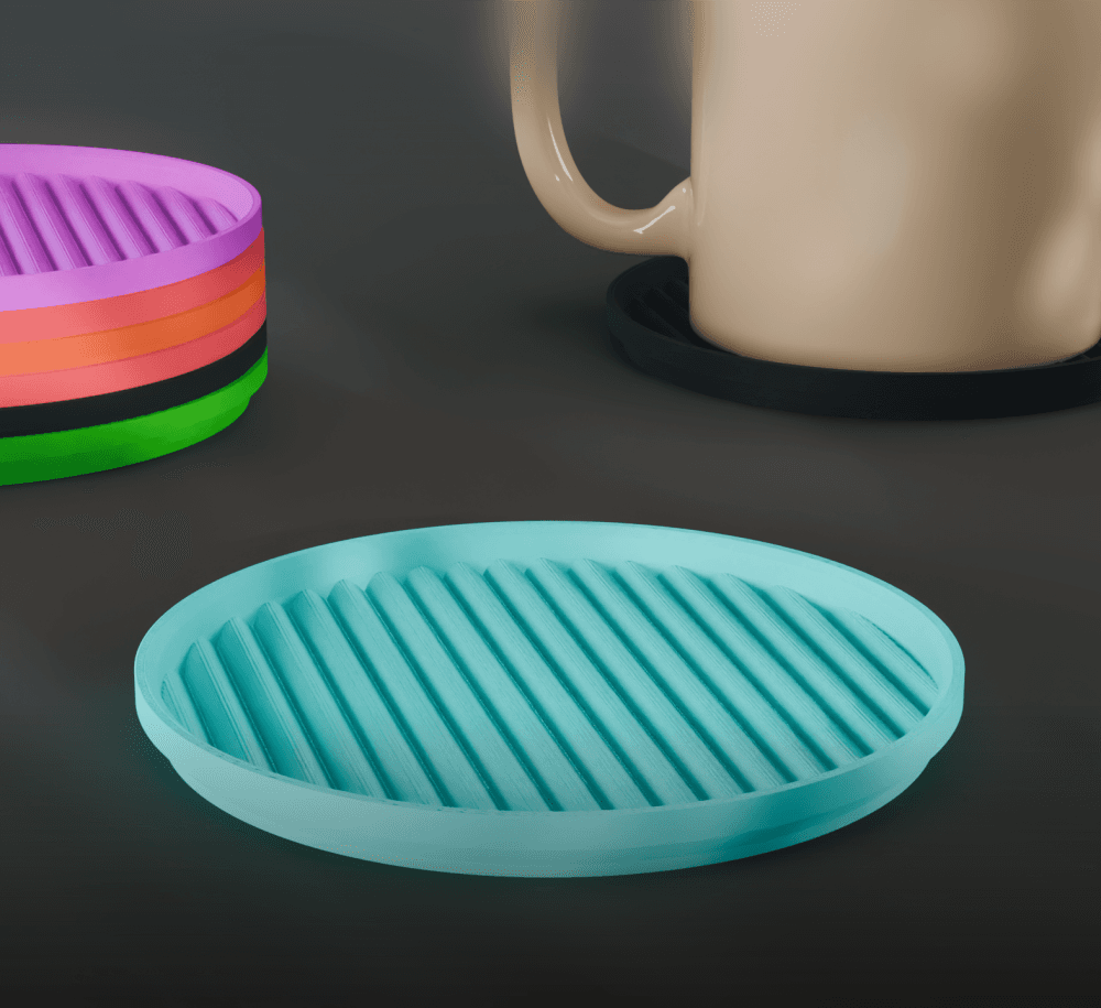 Stackable Scalloped Circle Coaster Set 3D Print STL File | 3 Sizes 3d model